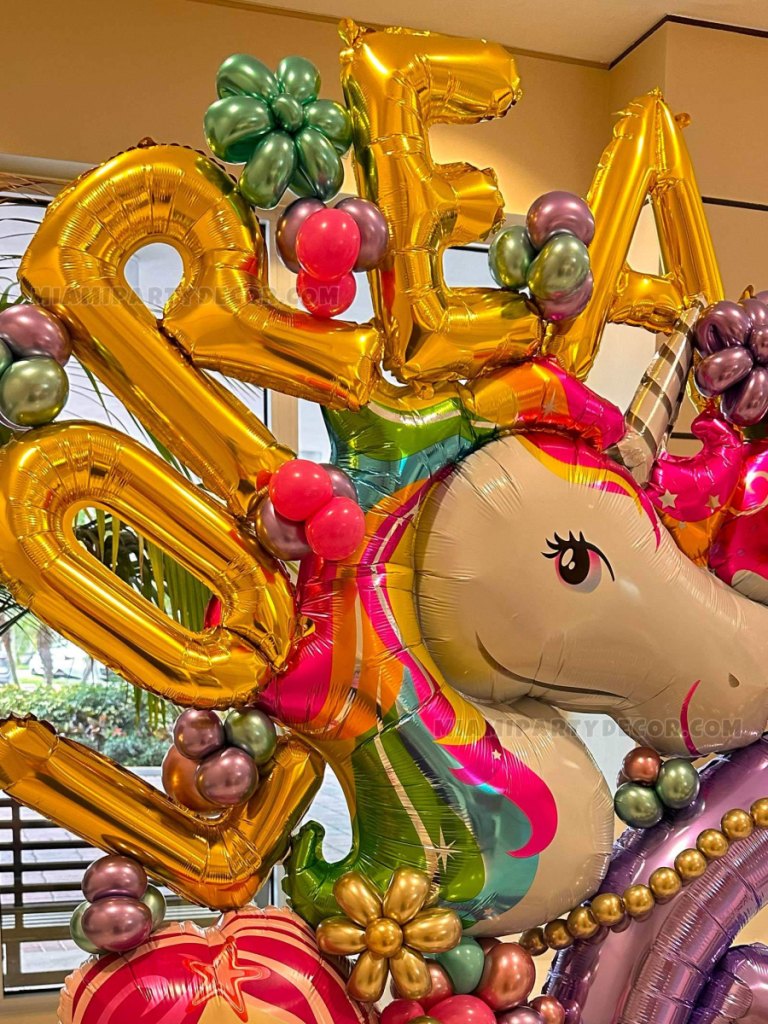 Unicorn Balloon Sculpture in Miami for 6th Birthdays image 2