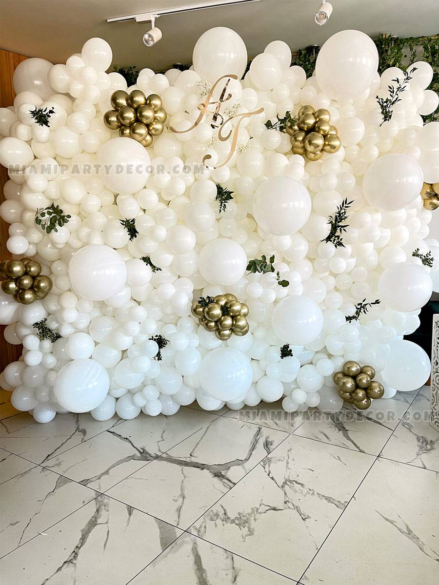 White Balloons Wall Backdrop in Miami image 1