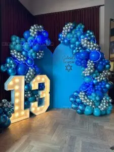 Bar Mitzvah Theme Backdrop in Miami | Blue & Silver image 1