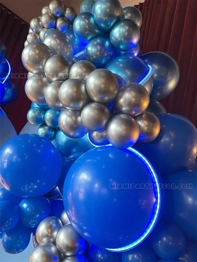 Bar Mitzvah Theme Backdrop in Miami | Blue & Silver image 2