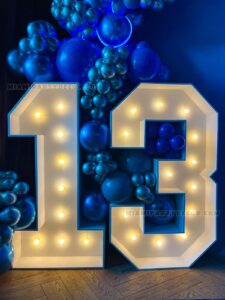 Bar Mitzvah Theme Backdrop in Miami | Blue & Silver image 3