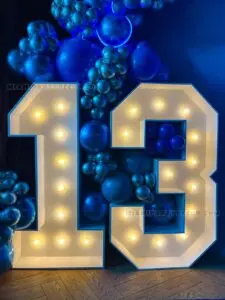 Bar Mitzvah Theme Backdrop in Miami | Blue & Silver image 3