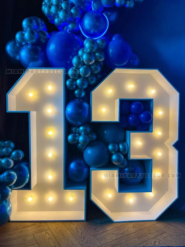 Bar Mitzvah Theme Backdrop in Miami | Blue & Silver image 3