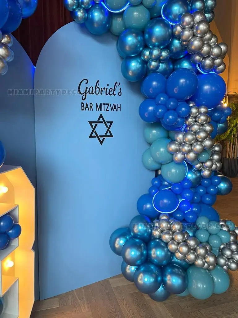 Bar Mitzvah Theme Backdrop in Miami | Blue & Silver image 4