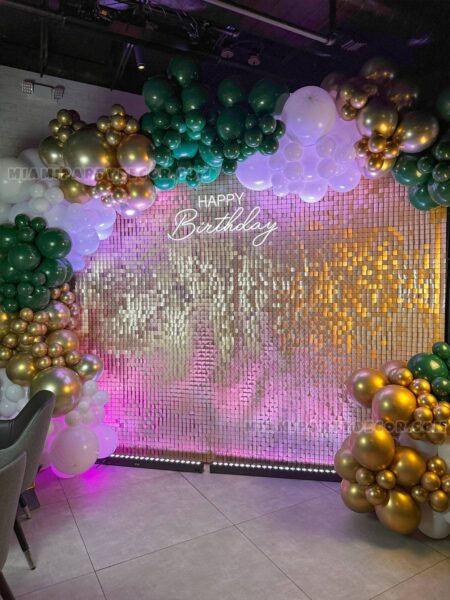 Shimmer Wall Birthday Backdrop | Green & Gold