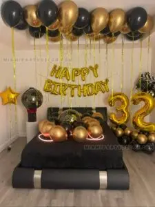 Miami Birthday Room Decoration with Black and Gold Balloons image 5