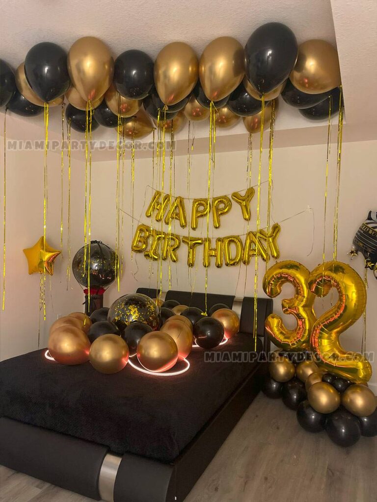 Miami Birthday Room Decoration with Black and Gold Balloons image 2