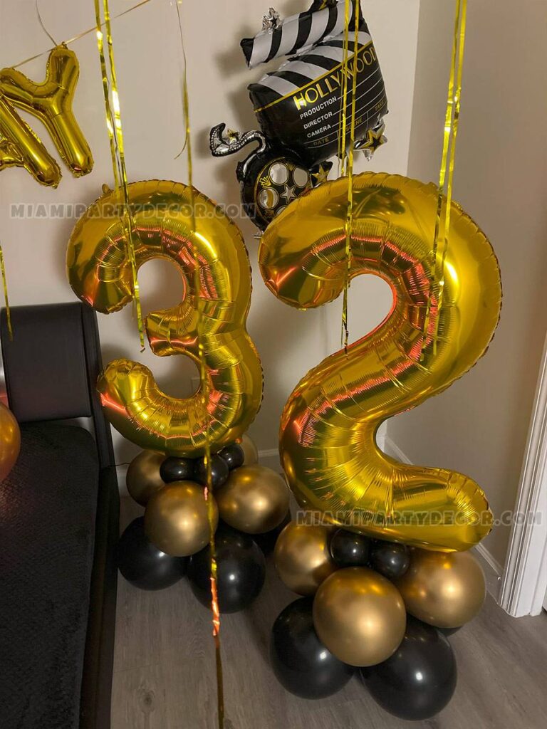 Miami Birthday Room Decoration with Black and Gold Balloons image 5
