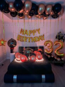 Miami Birthday Room Decoration with Black and Gold Balloons image 7