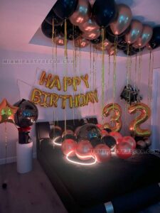 Miami Birthday Room Decoration with Black and Gold Balloons image 8