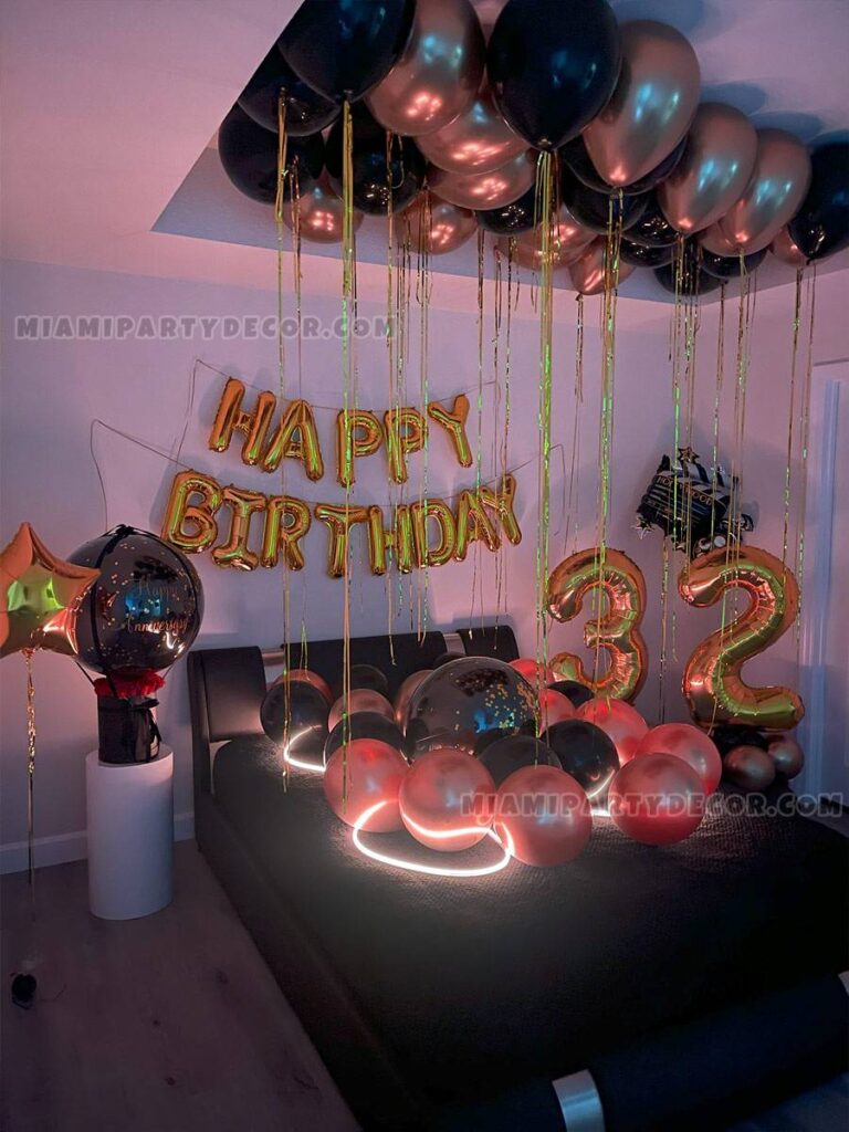 Miami Birthday Room Decoration with Black and Gold Balloons image 8