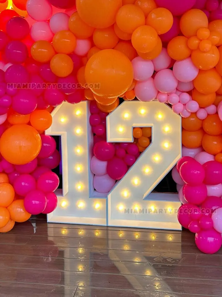 Birthday Balloon Wall in Miami with Light Up 12 image 2