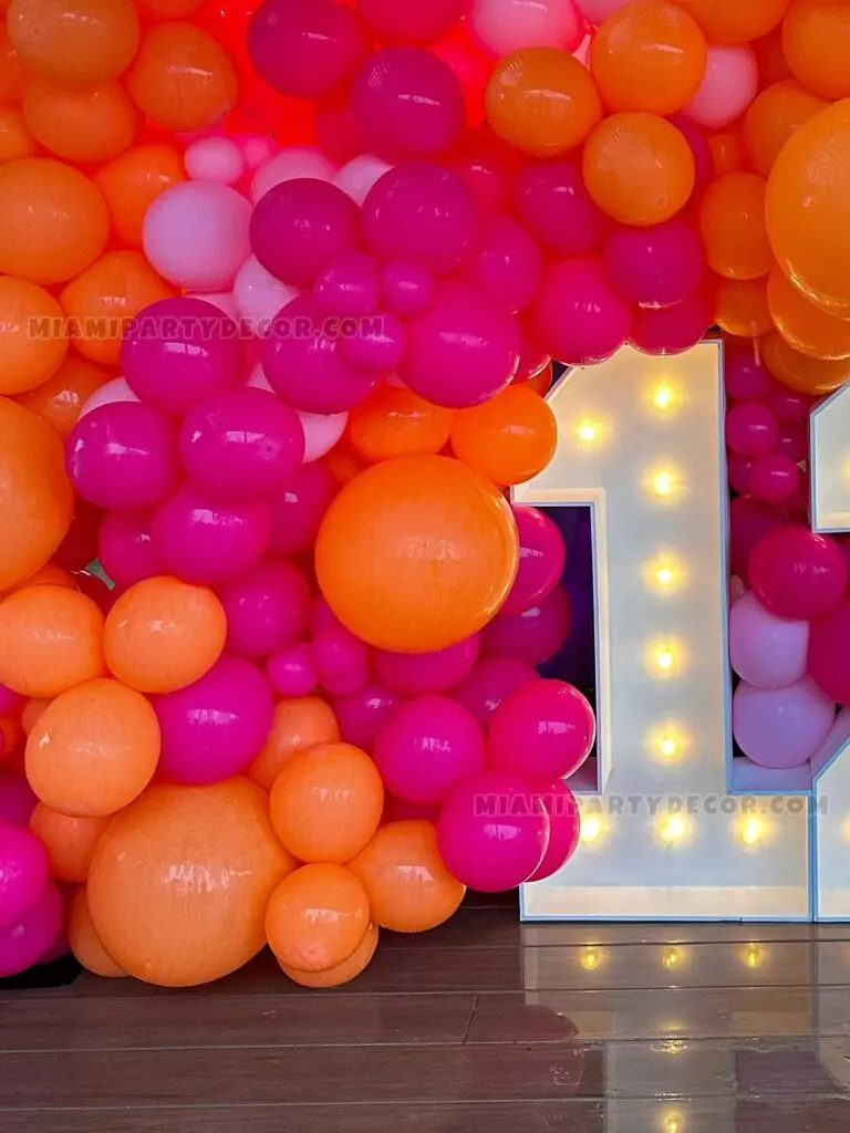 Birthday Balloon Wall in Miami with Light Up 12 image 4