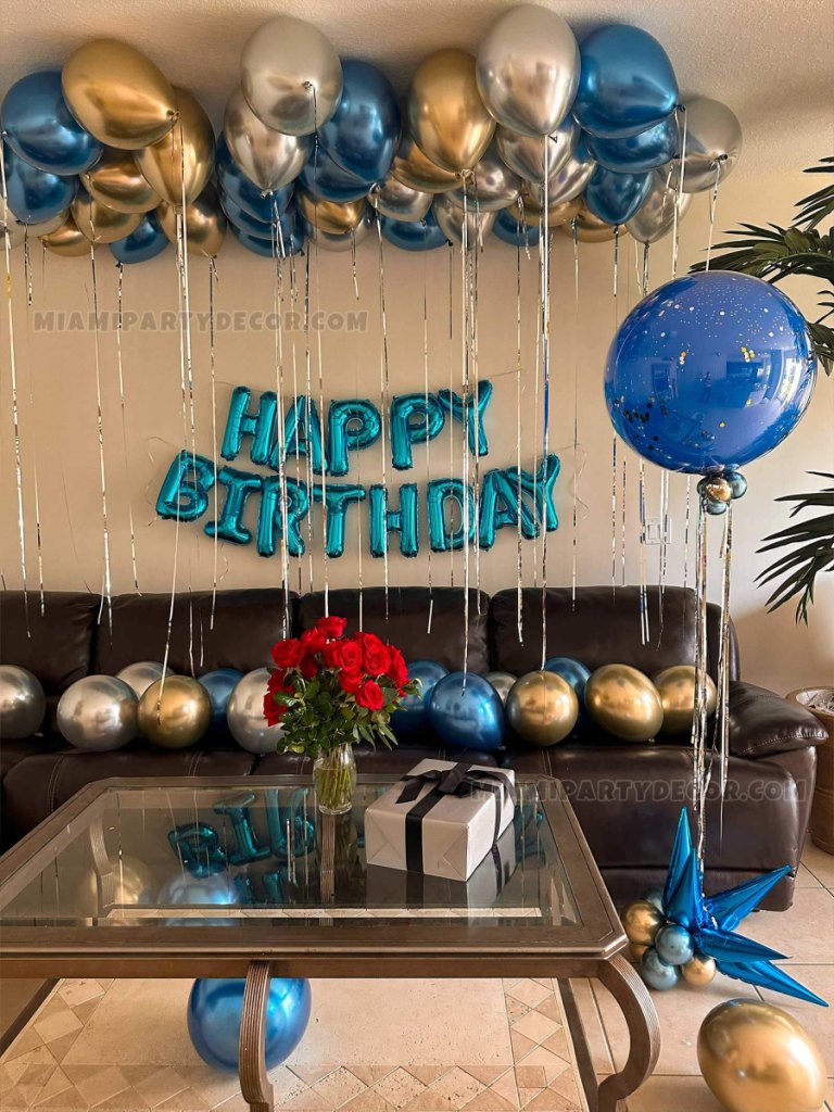Birthday Home Decoration in Miami Blue & Gold image 2