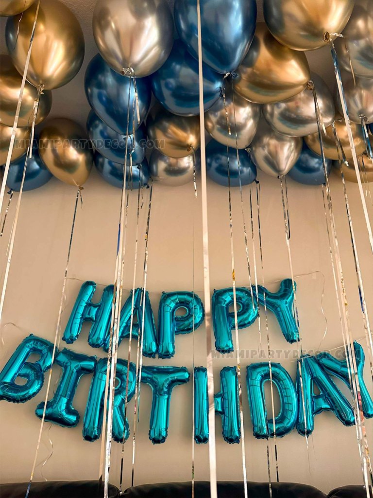 Birthday Home Decoration in Miami Blue & Gold image 3