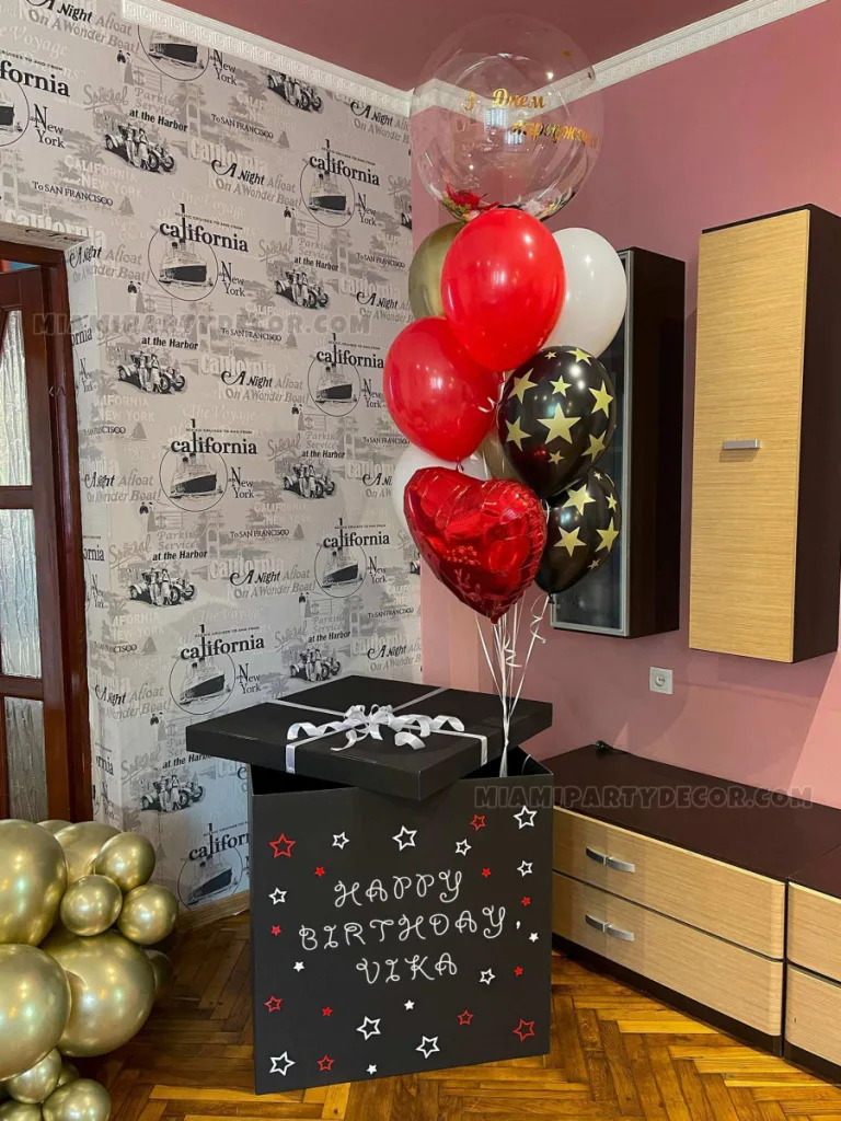 Balloon Gift Box Birthday Surprise Setup in Miami image 1