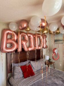 Bridal Room Decoration in Miami with Rose Gold Balloons image 1
