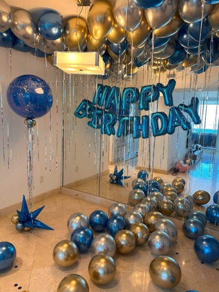 Happy Birthday Room Decor Blue & Gold