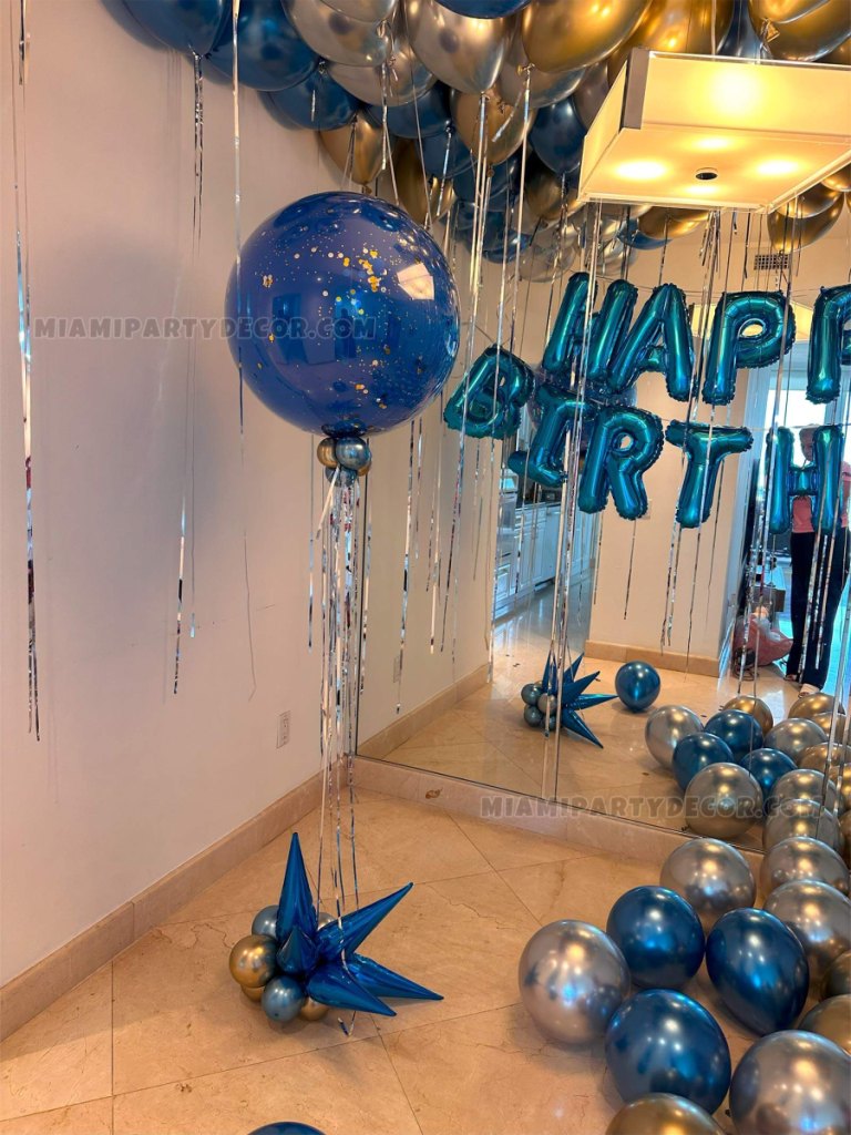 Happy Birthday Room Decor in Miami Blue & Gold image 3