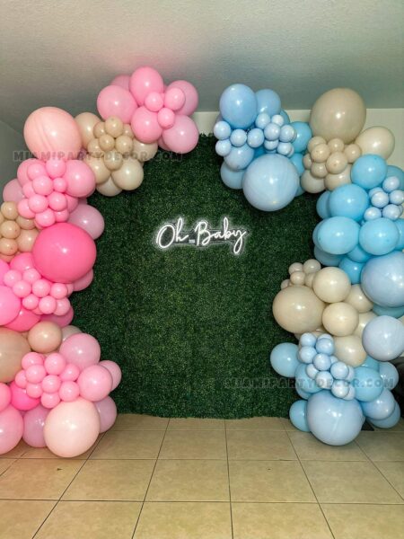 Gender Reveal Backdrop with Grass Wall