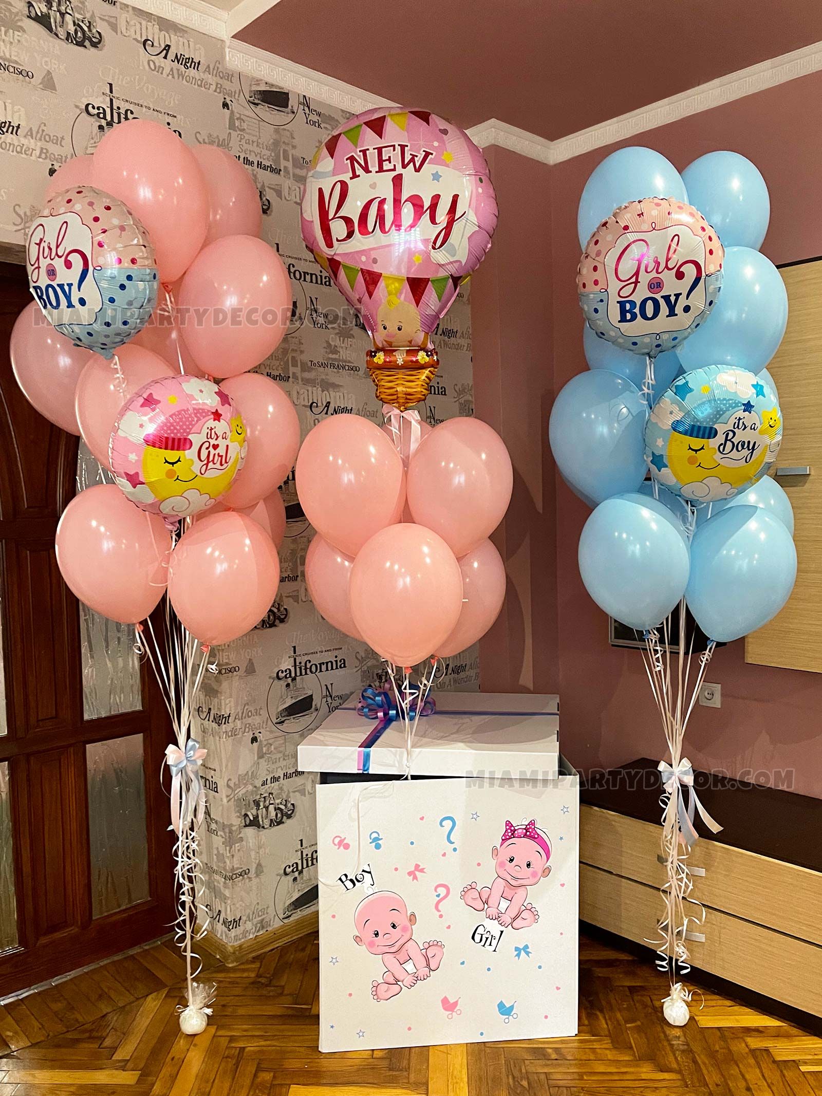 Gender Reveal Balloon Box Setup in Miami image 1