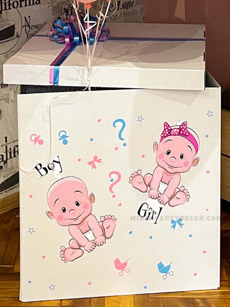 Gender Reveal Balloon Box Setup in Miami image 2