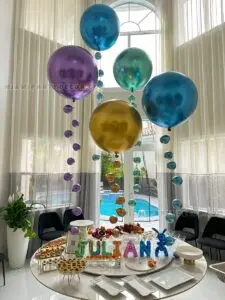 Helium Balloons Bouquet in Miami with Chrome Colors image 1