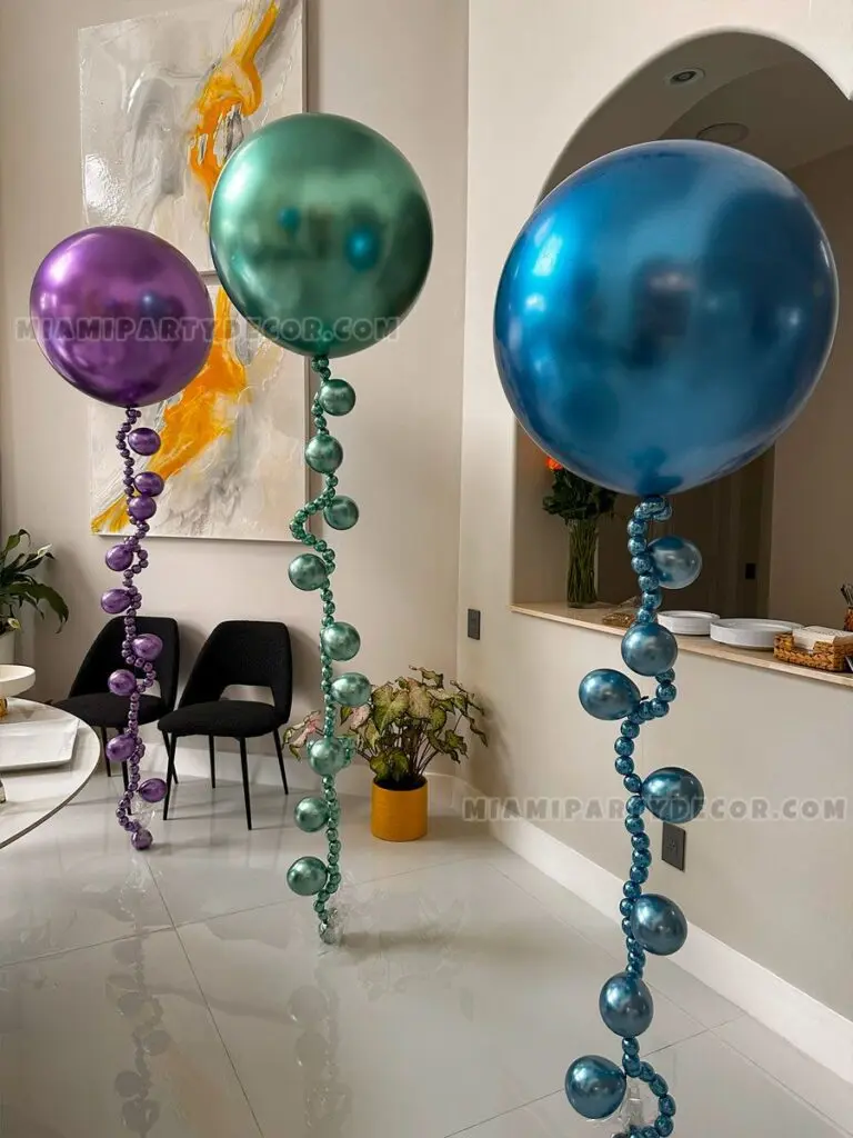 Helium Balloons Bouquet in Miami with Chrome Colors image 2