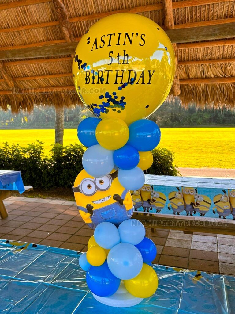 Joyful Minion Centerpiece in Miami for 5th Birthdays image 4