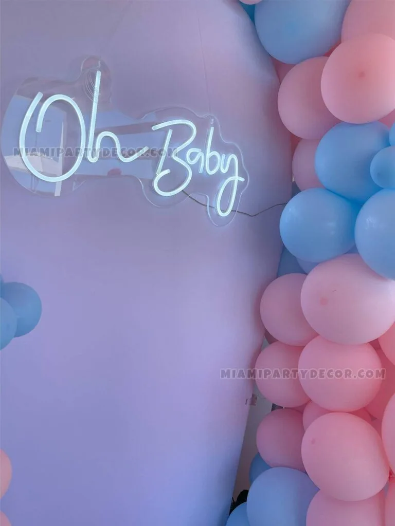 Backdrop Gender Reveal in Miami with Oh Baby Neon image 4