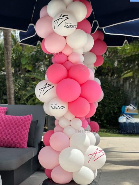 Pink and White Balloon Column
