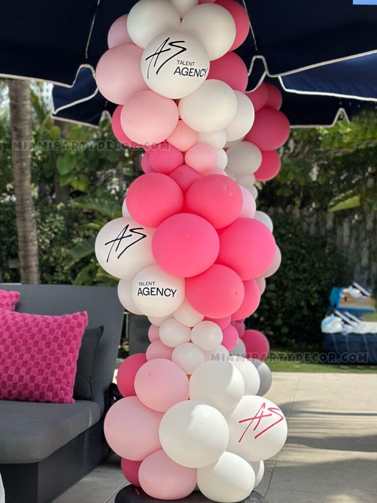 Pink and White Balloon Column in Miami