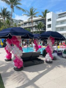 Pink and White Balloon Column in Miami image 2