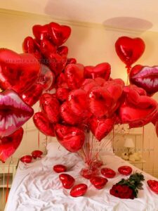 Valentine’s Day Room Decor in Miami with Red Hearts image 4