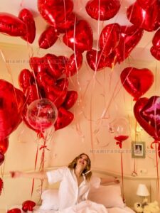 Valentine’s Day Room Decor in Miami with Red Hearts image 2