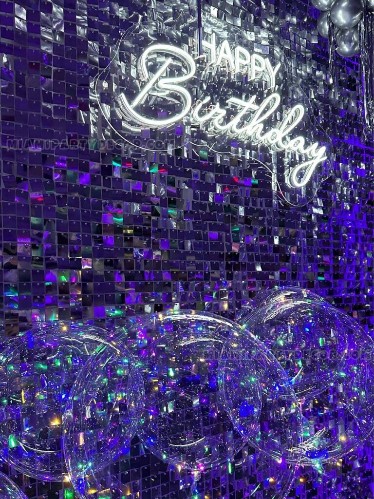 Shimmer Wall Backdrop in Miami for Birthday Events image 3