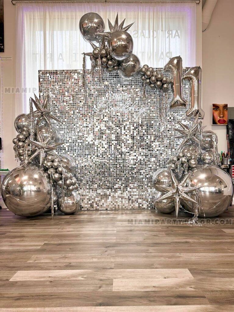 Shimmer Wall Backdrop in Miami for Birthday Events image 6