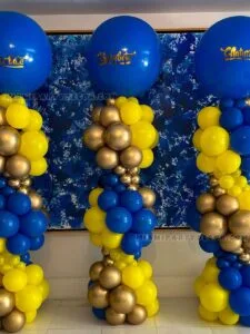 3 Color Balloon Column in Miami | Blue & Gold Decor image 2