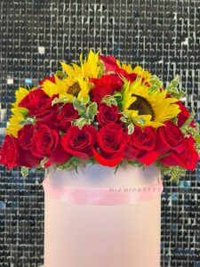 Sunflower And Red Rose Bouquet in Miami Gift Box image 4