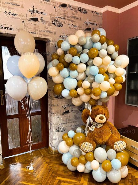 Floating Teddy Bear With Balloons