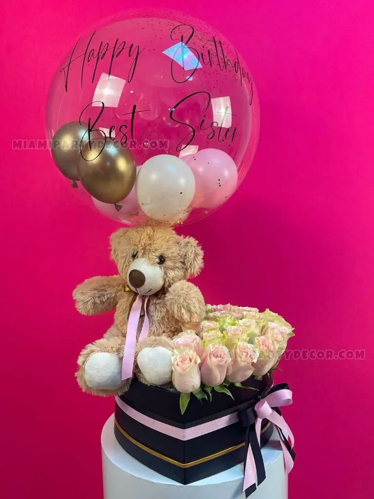 Teddy Bear Flower Box in Miami for Birthdays