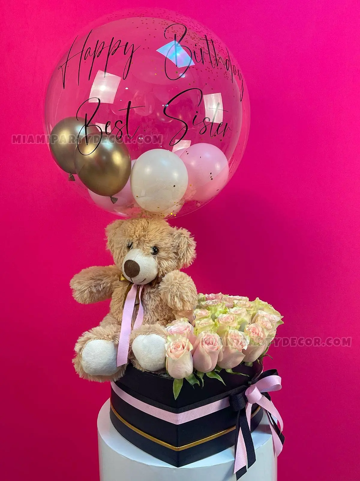 Teddy Bear Flower Box in Miami for Birthdays image 1