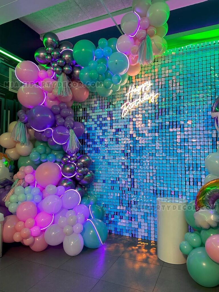Unicorn Birthday Backdrop in Miami With Shimmer Wall image 6