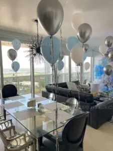 Welcome Home Decoration in Miami with Blue Moon Backdrop image 2