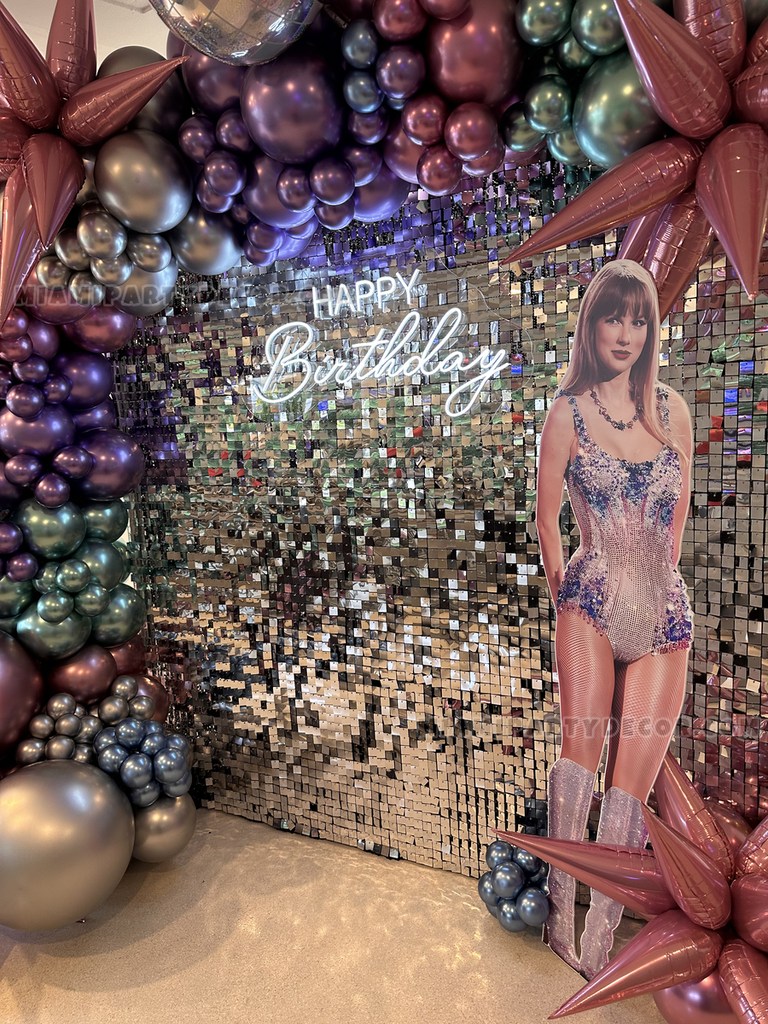 Silver Shimmer Backdrop with Balloon Garland gallery image 2