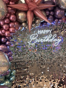 Silver Shimmer Backdrop with Balloon Garland gallery image 3