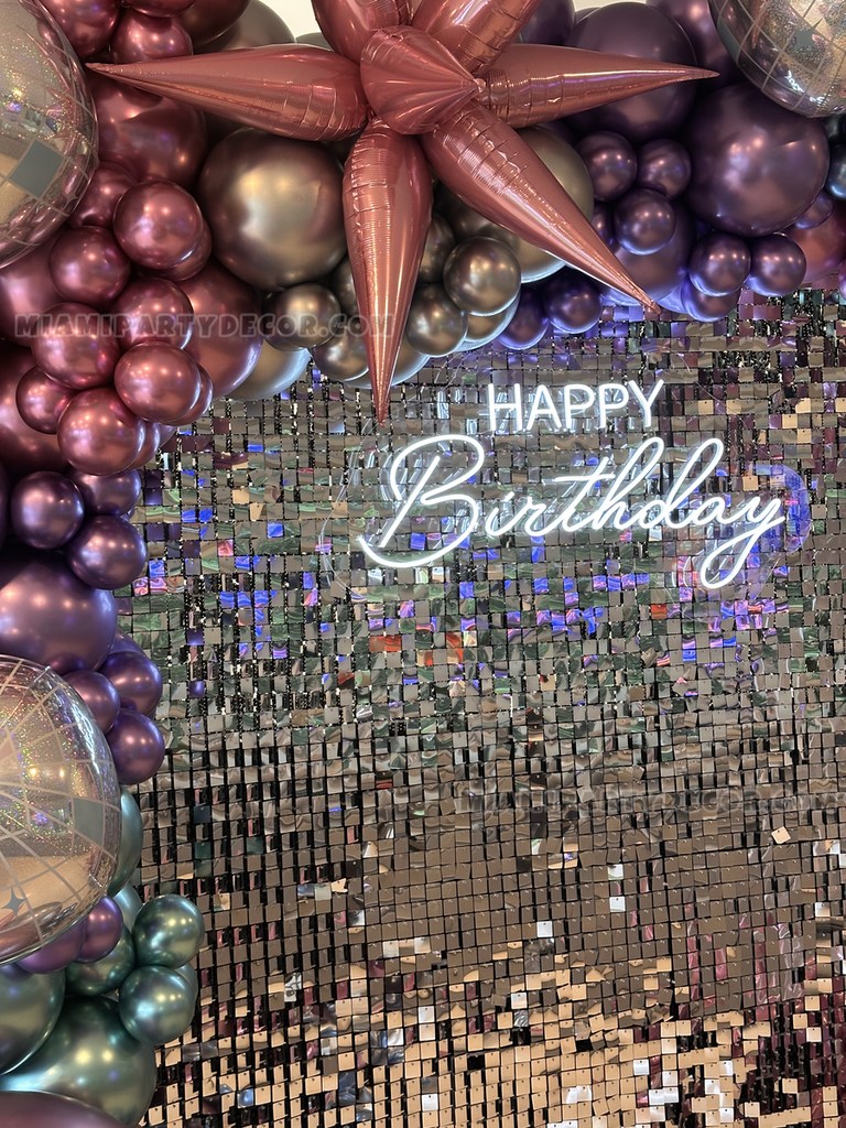 Silver Shimmer Backdrop with Balloon Garland gallery image 3