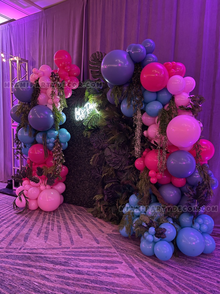Tropical Grass Wall Backdrop with Balloon Garland gallery image 3