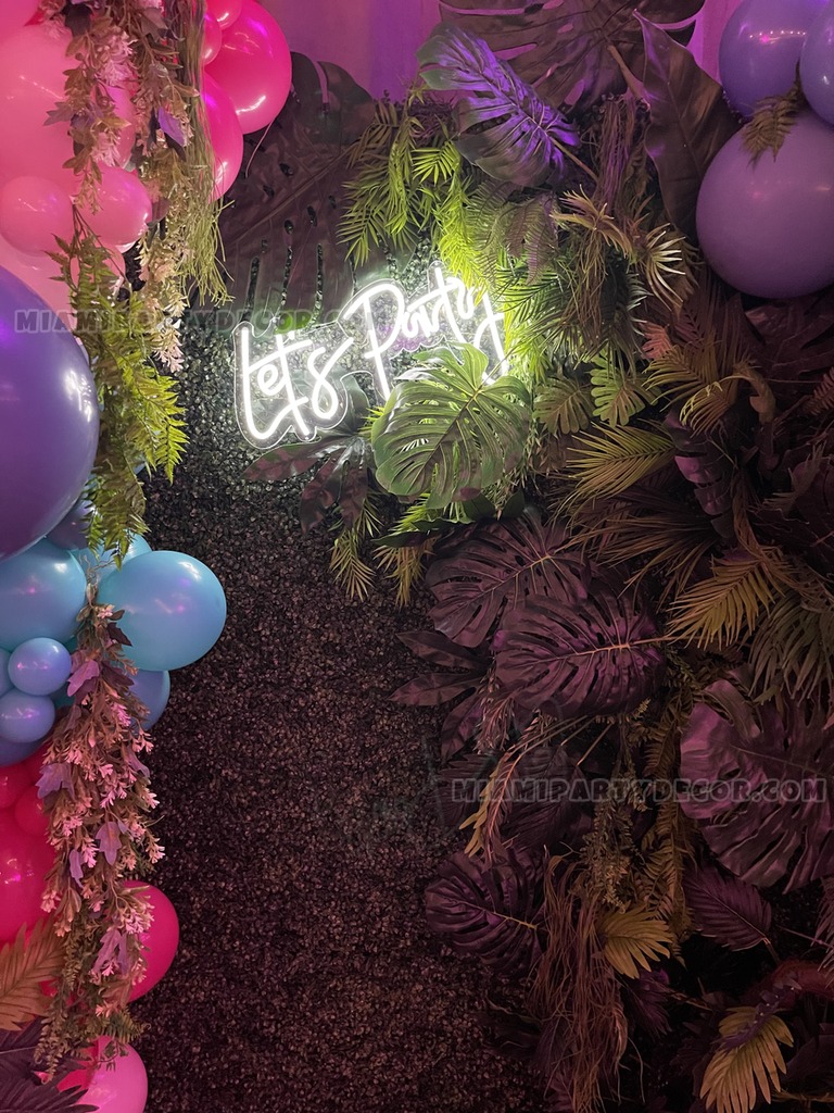 Tropical Grass Wall Backdrop with Balloon Garland gallery image 4