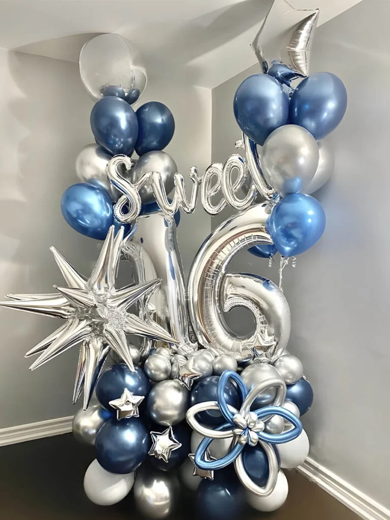 Sweet 16 Decor Ideas 19 Cool Modern Blue and Silver Sweet 16 Bouquet